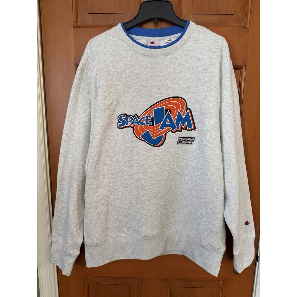Men's Champion Gray Fleece Space Jam 30th Crewneck Sweatshirt Size Large NWT
